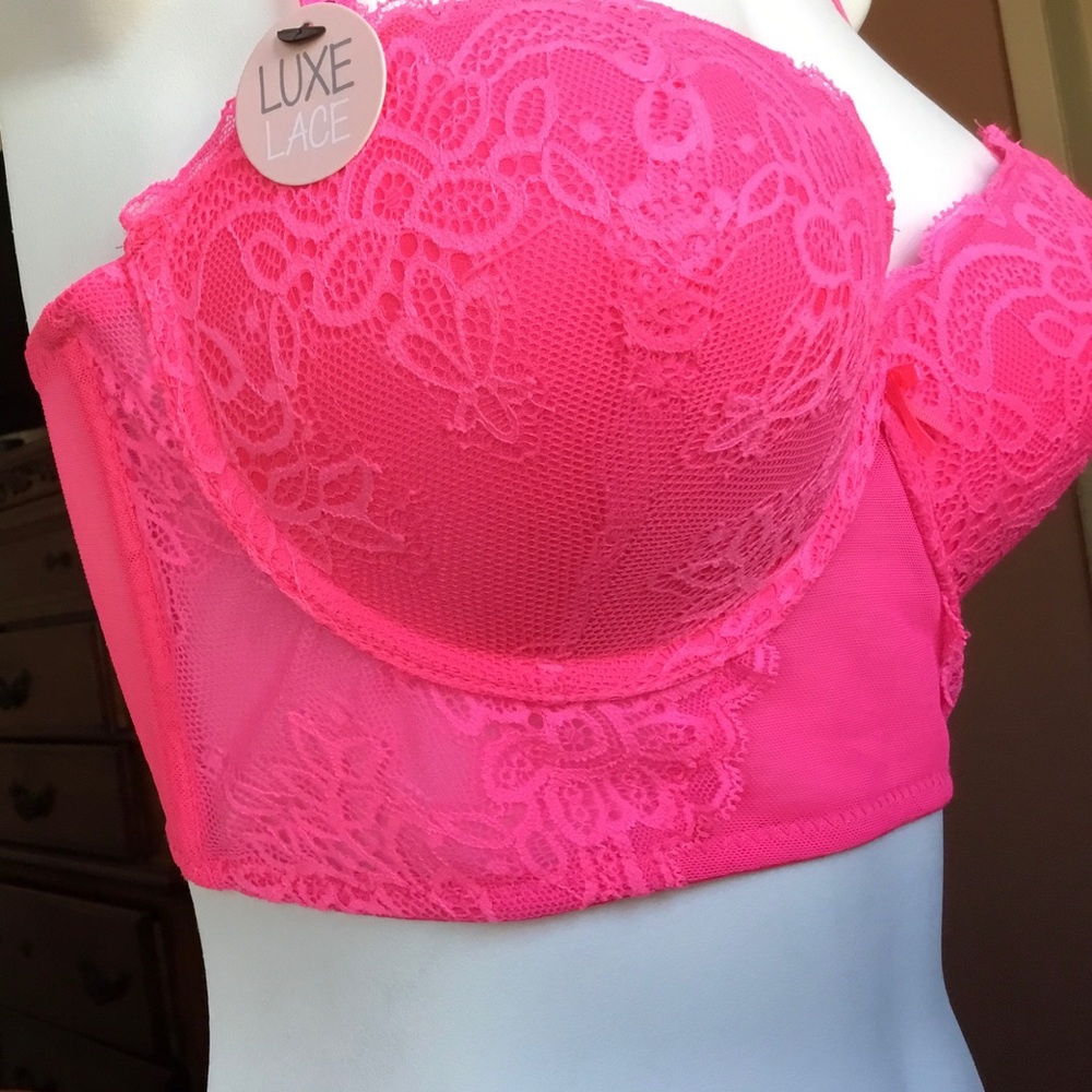 34C Floral Neon Fuchsia Bra